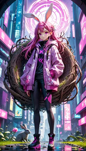 cyberpunk,harajuku,shinjuku,spiral background,cyber,medusa,shibuya,malva,uruburu,naginatajutsu,ganmodoki,nico,bun,nora,louise,ram,peace rose,aura,hatsune miku,rosa peace,Anime,Anime,General