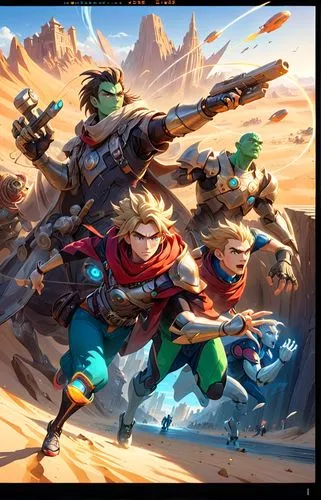 two characters are fighting in a landscaped area,gunrunners,dreadnoks,wildstar,starfox,earthshaker,grimjack,Anime,Anime,General