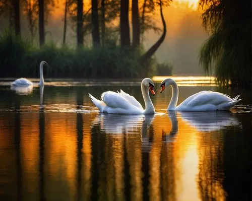 swan pair,swan lake,trumpeter swans,swans,swan family,canadian swans,young swans,cisne,swan on the lake,white swan,the danube delta,swan,egrets,white heron,baby swans,great white pelicans,swanning,trumpeter swan,mute swan,trumpet of the swan,Art,Classical Oil Painting,Classical Oil Painting 09