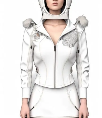 derivable,hoodie,suit of the snow maiden,hooded,outerwear,whitecoat,butterfly white,clover jackets,manteau,snowsuit,hoodies,women's clothing,winter clothing,jacket,parka,hoods,white fur hat,white clothing,gradient mesh,rainwear