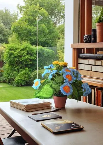 a vase with daisies on top sitting next to a window,landscape designers sydney,home interior,ikebana,flower arrangement lying,sunroom,smart home,Small Objects,Outdoor,Garden