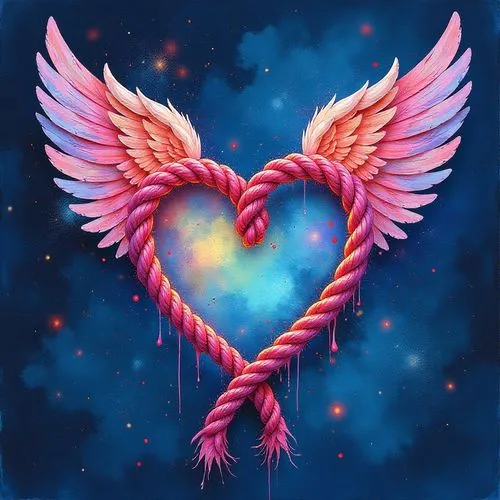 winged heart,flying heart,cupid,colorful heart,love angel,heart background,Illustration,Realistic Fantasy,Realistic Fantasy 30