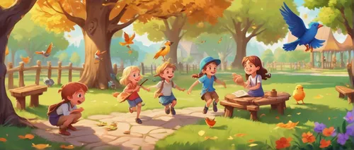 happy children playing in the forest,the pied piper of hamelin,children's background,fairy forest,fairies,cartoon forest,fairy world,children's fairy tale,fairy village,kids illustration,fairies aloft,game illustration,walk with the children,druid grove,gnomes at table,children playing,children learning,apple orchard,scandia gnomes,cartoon video game background,Conceptual Art,Fantasy,Fantasy 31