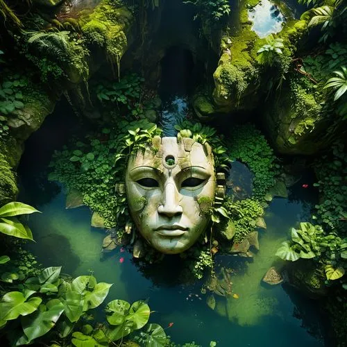 water nymph,mother earth statue,amazonica,rusalka,underwater oasis,garden statues,Conceptual Art,Fantasy,Fantasy 11