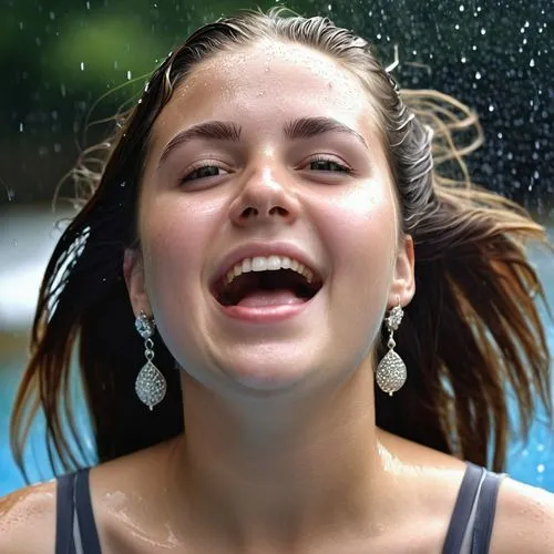 young woman,soaked,rain,Photography,General,Realistic