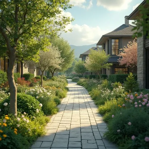 streamwood,springside,pathway,home landscape,flower garden,walkway,netherwood,elizabethtown,meadow rues,landscaped,butterfields,violet evergarden,vineyard road,3d rendered,flowerdale,towards the garden,spring garden,3d rendering,meadowcroft,render,Photography,General,Realistic