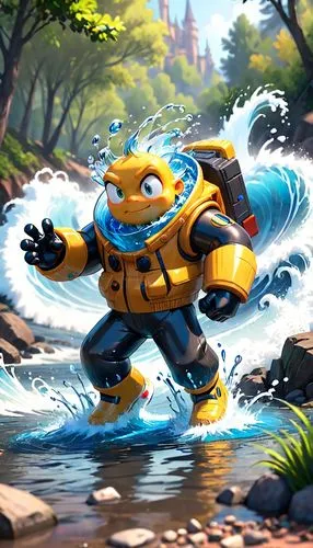 skylander giants,skylanders,aquanaut,water wild,foxface fish,ninjago,rapids,water police,bumblebee,sea devil,river cooter,cg artwork,underwater background,water turtle,kryptarum-the bumble bee,dive dee,splash water,splashing,aquatic,water sports,Anime,Anime,Cartoon