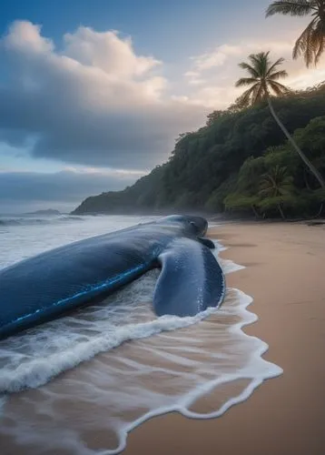 A blue whale washed ashore by the waves,leatherback,leatherback turtle,leatherbacks,pipeline,blue hawaii,kekaulike,hawaii,inflatable boat,molokai,blue whale,black sand,black beach,baleine,surfrider,su