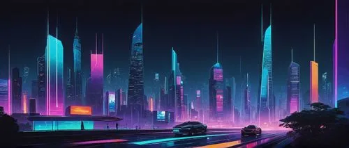 futuristic landscape,cybercity,cityscape,fantasy city,colorful city,cybertown,cyberworld,futuristic,polara,synth,neon arrows,cyberpunk,city skyline,metropolis,cities,80's design,urbanworld,monoliths,city highway,cyberia,Conceptual Art,Daily,Daily 26