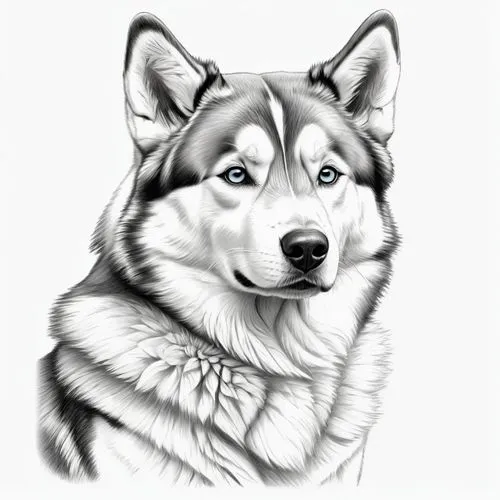 telegram icon,malamute,siberian husky,dog line art,dog illustration,dog drawing,Illustration,Black and White,Black and White 30