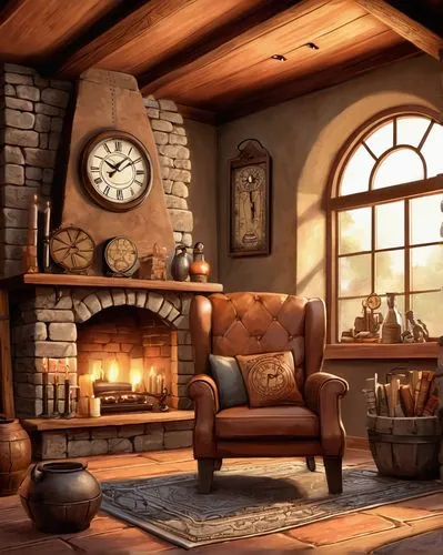 fireplace,rustic aesthetic,inglenook,fireplaces,sitting room,country cottage,rustic,fire place,warm and cozy,cartoon video game background,wooden windows,coziness,livingroom,fireside,living room,winter house,coziest,wood stove,cottage,christmas fireplace,Illustration,American Style,American Style 13