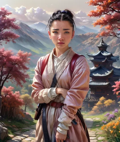 chinese art,hanbok,mulan,oriental painting,oriental princess,oriental girl,geisha,geisha girl,inner mongolian beauty,asian woman,yi sun sin,japanese woman,portrait background,xing yi quan,yunnan,world digital painting,shuanghuan noble,japanese art,oriental,mystical portrait of a girl