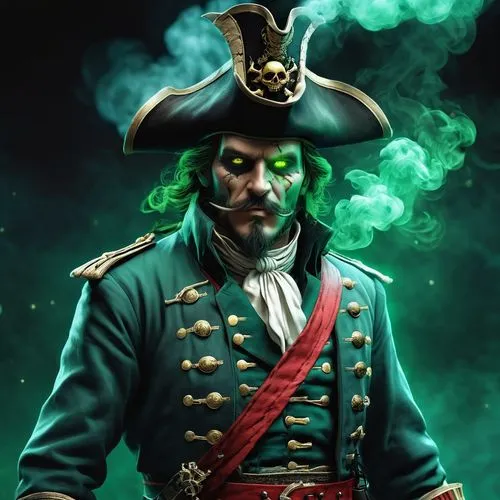 napoleon bonaparte,pirate,admiral von tromp,east indiaman,napoleon,pirates,naval officer,conquistador,jolly roger,green smoke,pirate treasure,portrait background,commodore,guy fawkes,captain,cg artwork,key-hole captain,game illustration,jack,patriot