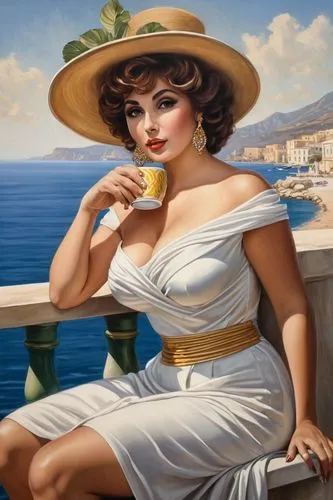 woman drinking coffee,woman with ice-cream,woman at cafe,tretchikoff,lavazza,art deco woman,café au lait,schweppes,cappuccio,coffee background,capri,lemon tea,nespresso,cappuccinos,cappuccini,sanremo,spaziano,marguerita,aperol,yachtswoman,Art,Classical Oil Painting,Classical Oil Painting 02