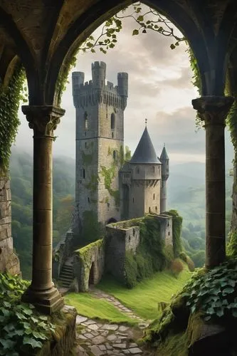 nargothrond,medieval castle,castle of the corvin,knight's castle,beleriand,fantasy landscape,castle ruins,forteresse,castel,brehon,castlelike,ruined castle,templar castle,castles,fairytale castle,bethlen castle,fairy tale castle,castle,castletroy,fantasy picture,Art,Artistic Painting,Artistic Painting 45