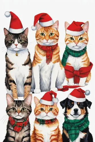 christmas animals,christmas stickers,christmas pattern,christmas labels,christmas wallpaper,christmas cat,Illustration,Paper based,Paper Based 07