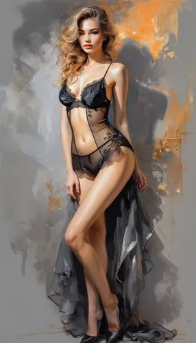 donsky,pin-up girl,italian painter,world digital painting,pin-up model,femme fatale,Illustration,Paper based,Paper Based 11