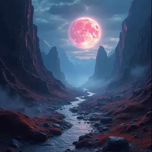 lunar landscape,moonscape,fantasy landscape,valley of the moon,moon valley,alien planet,moonscapes,futuristic landscape,alien world,fantasy picture,moonlit night,lunar eclipse,purple moon,moonlit,moonrise,moon and star background,moonsorrow,lunar,oscura,volcanic landscape,Photography,General,Fantasy