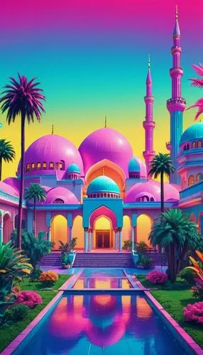 pink city,mosques,agrabah,arabic background,grand mosque,colorful city,Conceptual Art,Sci-Fi,Sci-Fi 28