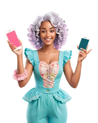 allura,siri,suri,aja,monique,woman holding a smartphone,funmi,lumidee,ariela,pastel wallpaper,zondi,phone icon,mani,nomani,oumou,akuapem,joi,skai,telephone set,azealia,Conceptual Art,Fantasy,Fantasy 24