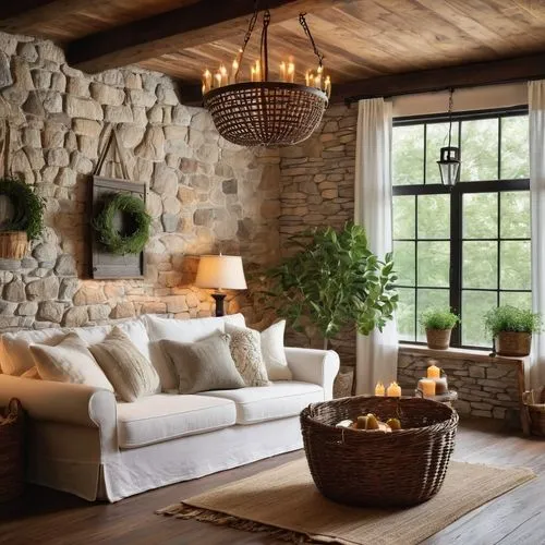 rustic,rustic aesthetic,wooden beams,stone wall,country cottage,contemporary decor,fireplaces,fire place,family room,stone lamp,fireplace,interior decor,sitting room,barnwood,hayloft,summer cottage,living room,scandinavian style,livingroom,coziest,Illustration,Black and White,Black and White 10