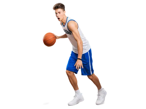 Young male, athletic build, dynamic pose, sweat droplets, focused facial expression, short spiky hair, basketball jersey, shorts, white sneakers, dribbling, jumping, throwing, court flooring, softbox 