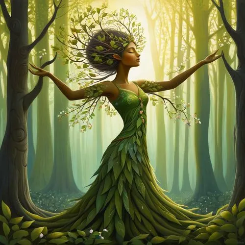 dryad,dryads,ballerina in the woods,faerie,fairy peacock,faery,Art,Artistic Painting,Artistic Painting 29