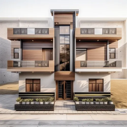 wooden facade,cubic house,modern architecture,japanese architecture,3d rendering,apartments,modern house,an apartment,block balcony,townhouses,apartment house,apartment building,two story house,shared apartment,house drawing,condominium,sky apartment,modern style,frame house,kirrarchitecture