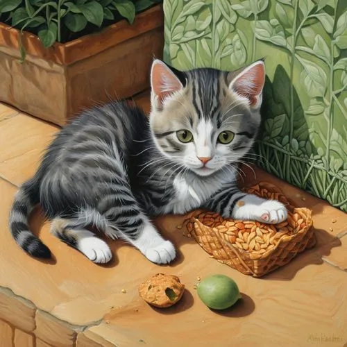 european shorthair,catts,catano,alberty,oil painting,norouz,Illustration,Realistic Fantasy,Realistic Fantasy 11