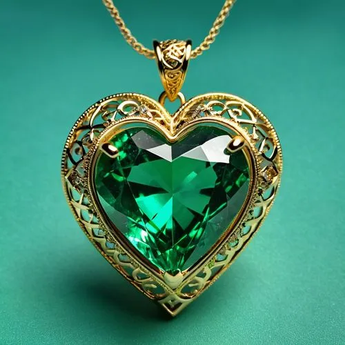 necklace with winged heart,aaaa,cuban emerald,heart design,emerald,emeralds,Photography,General,Realistic