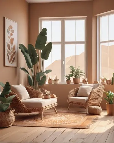 sunroom,living room,livingroom,house plants,houseplants,3d rendering,wooden mockup,3d render,houseplant,home interior,wooden windows,soft furniture,sitting room,indoor,loft,apartment lounge,modern living room,modern decor,3d rendered,tropical house,Unique,3D,Low Poly