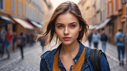 Beautiful girl. walking on street. realistic.,girl in a long,girl walking away,woman walking,the girl's face,girl in a historic way,travel woman,woman thinking,woman shopping,woman face,young woman,yo