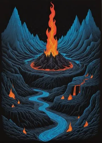 lava,lava river,fire mountain,threadless,fire in the mountains,volcanos,Conceptual Art,Daily,Daily 26