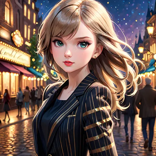 fantasy portrait,french digital background,city ​​portrait,blonde girl,fashionable girl,elsa,blond girl,anime japanese clothing,fairy tale character,girl portrait,world digital painting,fantasy girl,romantic portrait,portrait background,cg artwork,blonde girl with christmas gift,alice,anime girl,cinderella,fashion girl,Anime,Anime,Cartoon