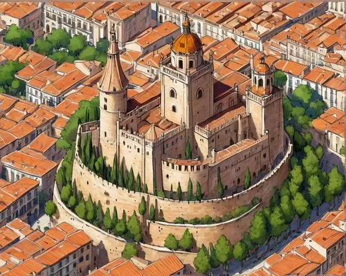 dubrovnik,dubrovnik city,medieval town,medieval architecture,duomo,verona,alhambra,volterra,medieval,terracotta,ulm,renaissance tower,medina,cordoba,medieval castle,lyon,new castle,city walls,citadel,modena,Illustration,Paper based,Paper Based 07