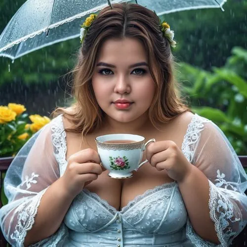 woman drinking coffee,holding cup,tea cup,lucky tea,asian teapot,tea drinking,tea party,girl with cereal bowl,bowl of fruit in rain,a cup of tea,tea,plus-size model,umbrella,tea zen,cappuccino,pouring tea,tea party collection,woman at cafe,cup of tea,romantic portrait,Photography,General,Realistic