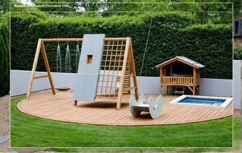 bathroom in white marble tile on the walls and floor,dog house frame,playset,wooden decking,children's playhouse,landscape design sydney,dug-out pool,garden design sydney,landscape designers sydney,pl