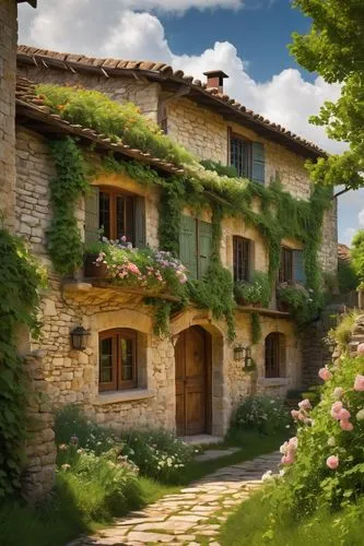 auberge,provence,tuscan,stone houses,tuscany,umbrian,casabella,provencal,toscane,alpine village,volterra,agritubel,knight village,home landscape,toscana,fattoria,provencale,shire,hameau,nargothrond,Illustration,Retro,Retro 07