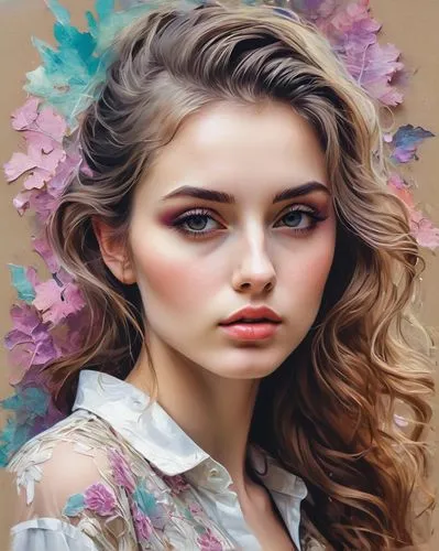 beautiful girl with flowers,colorful floral,flower painting,girl in flowers,floral background,flowers png,Conceptual Art,Oil color,Oil Color 06