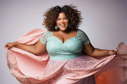 BBW (Big Beautiful Woman), art studio, dim softbox lighting, warm pastel colors, gentle curves, plus-size model, sensual pose, flowing curly hair, bright smile, vibrant colorful clothing, flowy skirt,