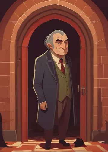 game illustration,elderly man,door husband,butler,geppetto,pensioner,hobbit,old man,holmes,vector illustration,sci fiction illustration,elderly person,adventure game,count,action-adventure game,frock coat,overcoat,grandfather clock,merchant,shopkeeper,Illustration,Vector,Vector 05