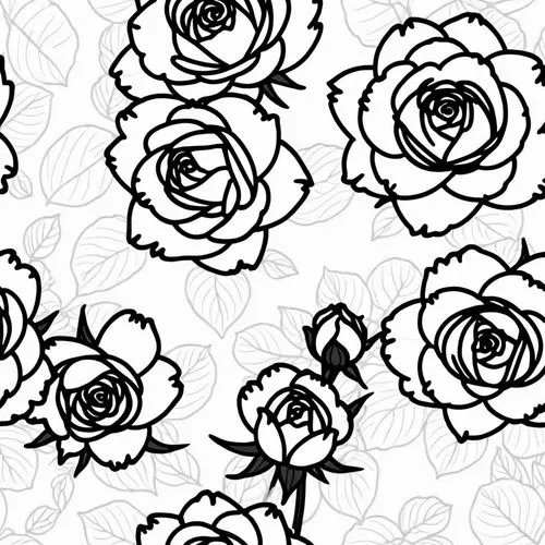 roses pattern,paper flower background,yellow rose background,rose flower illustration,flower line art,rosebushes,Design Sketch,Design Sketch,Rough Outline