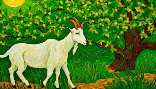 khokhloma painting,goatflower,pere davids deer,goat-antelope,feral goat,unicorn art,golden unicorn,anglo-nubian goat,unicorn background,deer illustration,ovis gmelini aries,domestic goat,a white horse,the zodiac sign taurus,capricorn,painted horse,albino horse,oil painting on canvas,pasture,oil on canvas,Art,Artistic Painting,Artistic Painting 03