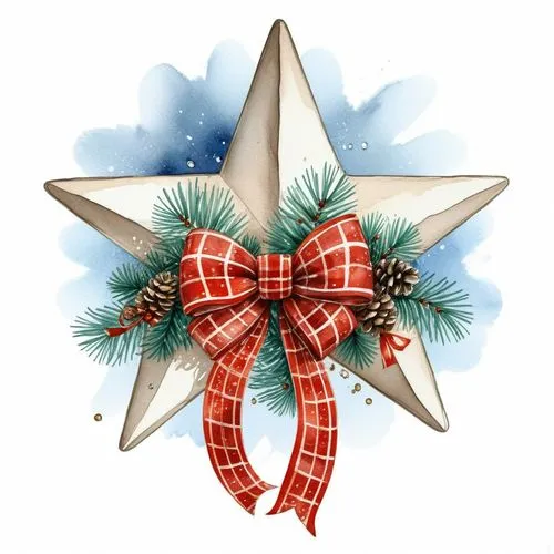 a white star with red bows and a red bow,christmas snowflake banner,christmas ribbon,gift ribbon,holiday bow,christmas star,christmas motif