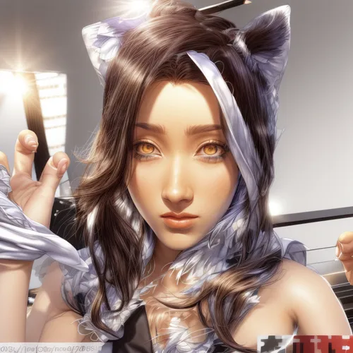 cat kawaii,cosmetic brush,cat ears,poker primrose,kitsune,feline,feline look,kitty,anime 3d,kat,cat's eyes,doll cat,honmei choco,geisha,japanese kawaii,world digital painting,twitch icon,cat eye,catlike,purr