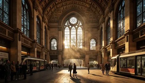 pancras,betjeman,leadenhall,trainshed,eurostar,paddington,carreau,sunbeams,grimshaw,golden light,sunrays,merseytravel,marylebone,farringdon,royal albert hall,churchgate,goldenlight,light rays,merseyrail,commuters