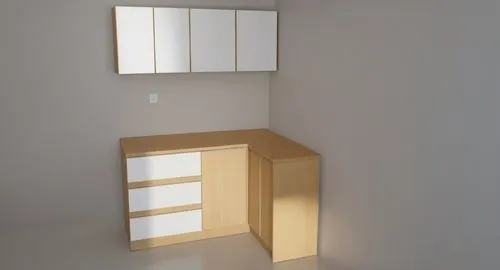 a small desk and cabinet with a big mirror,light box,whitebox,lightbox,skylights,skylight,wall lamp,Photography,General,Realistic