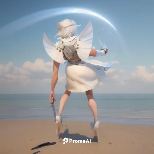 white hair, stands with his back to the viewer,the beach pearl,guardian angel,wind warrior,business angel,stone angel,the angel with the veronica veil,angel,angel wing,angel statue,angel figure,god of