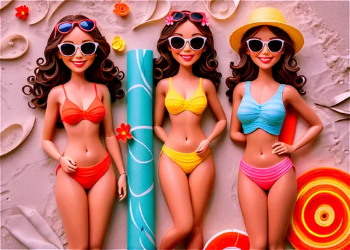 fashion dolls,summer background,summer icons,beachgoers,two piece swimwear,bikinis,retro pin up girls,beach background,pin-up girls,beach goers,pop art background,summer beach umbrellas,summer clip art,colorful background,designer dolls,retro paper doll,beachwear,pop art style,fashion vector,derivable,Unique,Paper Cuts,Paper Cuts 09