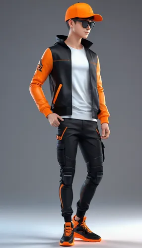 high-visibility clothing,3d model,orange,pubg mascot,3d rendered,3d figure,3d render,fresh orange,cinema 4d,orange jasmines,3d man,tracer,tracksuit,naruto,orange color,sports gear,3d modeling,render,orange half,stylograph,Unique,3D,3D Character